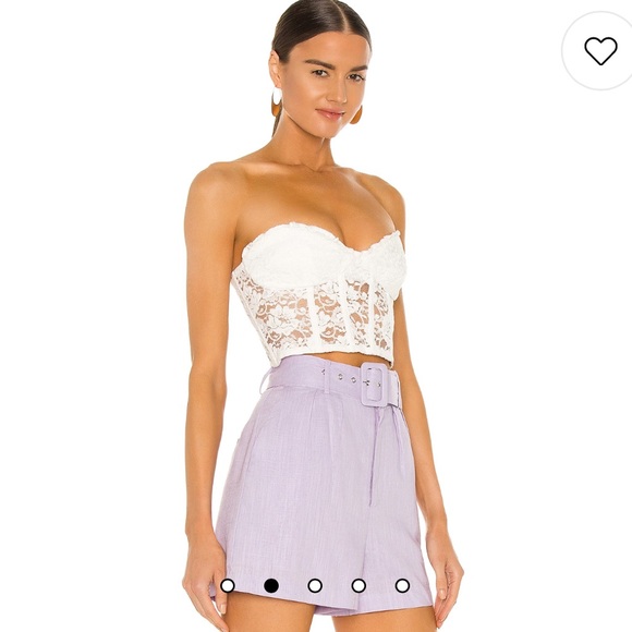 Bardot Tops - Bardot Lace Corset Bustier in Ivory White